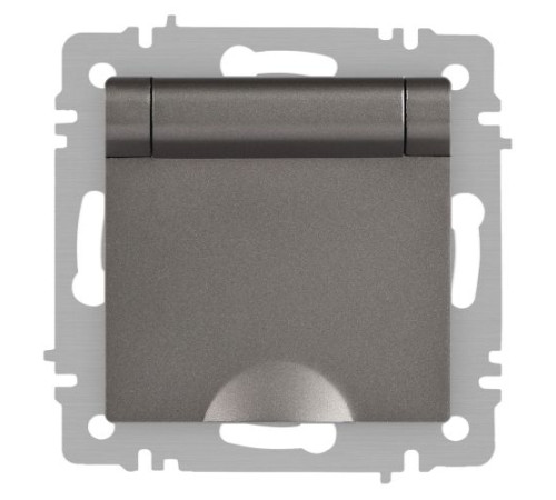 Розетка Accent 6-203-09 2P+E Schuko с крышкой 16А-250В IP20 СУ AL/CU титан Intro Б0063471
