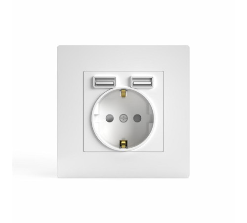 Розетка 1-м СП Pixel с заземл. с 2-мя заряд. устр. USB тип A+C IP20 механизм бел. TOKOV ELECTRIC TKE-PX-R1U2AC-C01