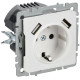 Розетка BRITE РЮш10-1-БрАБ 16А с USB A+A 2.1А с заземл. защ. шторки механизм арктич. бел. IEK BR-R14-16-U21-D21-K91