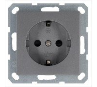 Розетка 1-м Shuko 16А IP20 с заземл. защ. шторки механизм алюм. Jasmart G5501S