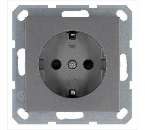 Розетка 1-м Shuko 16А IP20 с заземл. защ. шторки механизм алюм. Jasmart G5501S