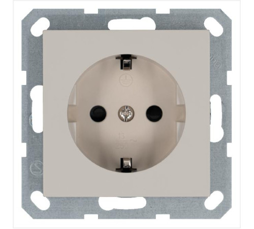 Розетка 1-м Shuko 16А IP20 с заземл. защ. шторки механизм тауп Jasmart G5501T