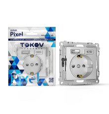 Розетка 1-м СП Pixel с заземл. с 2-мя заряд. устр. USB тип A+C IP20 механизм алюм. TOKOV ELECTRIC TKE-PX-R1U2AC-C03