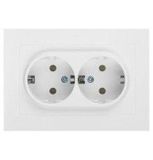 Розетка Intro Accent 6-205-01 2X2P+E Schuko 16А-250В IP20 СУ AL/CU бел. Intro Б0063485