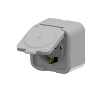 Розетка 1-м СП ARIA 16А IP20 с заземл. с крышкой сер. ARVIA 25 22 1000 218