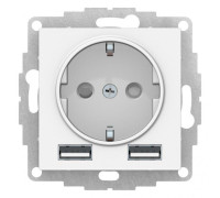 Розетка AtlasDesign 16А с 2-мя заряд. устройствами USB тип A+A 5В/2.4А 2х5В/1.2А механизм лотос SE ATN001330