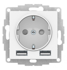 Розетка AtlasDesign 16А с 2-мя заряд. устройствами USB тип A+A 5В/2.4А 2х5В/1.2А механизм лотос SE ATN001330