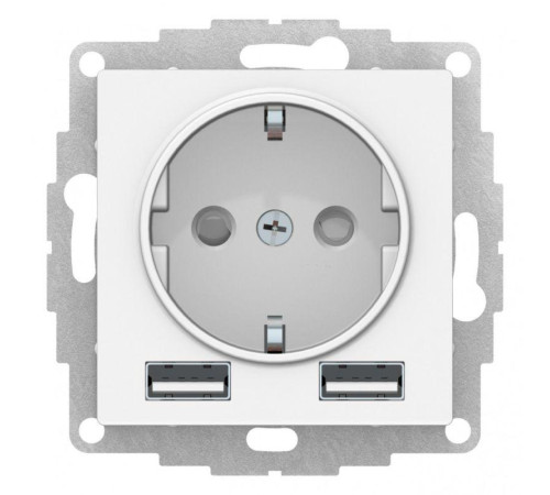 Розетка AtlasDesign 16А с 2-мя заряд. устройствами USB тип A+A 5В/2.4А 2х5В/1.2А механизм лотос SE ATN001330