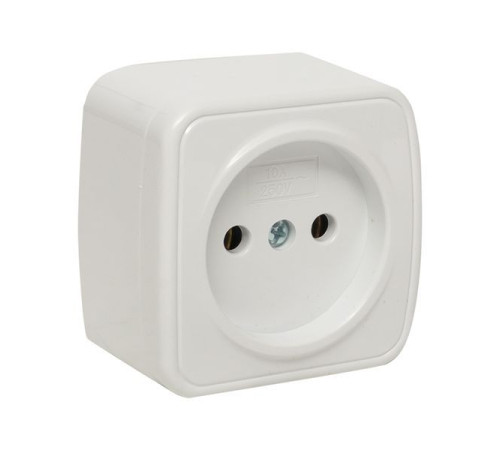 Розетка 1-м ОП Минск 10А IP20 без заземл. бел. Basic EKF EGR10-022-10