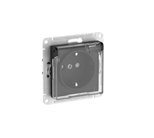 Розетка AtlasDesign Aqua 16А IP44 с заземл. защ. шторки с прозр. крышкой быстрозажим. клем. механизм карбон SE ATN441046S