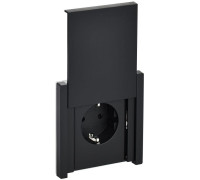 Розетка СП FORTE&PIANO16А IP44 FP119 с заземл. защ. шторки с крышкой безвинт. крепл. черн. IEK FP-R16-16-1-44-K02