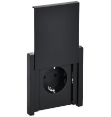 Розетка СП FORTE&PIANO16А IP44 FP119 с заземл. защ. шторки с крышкой безвинт. крепл. черн. IEK FP-R16-16-1-44-K02