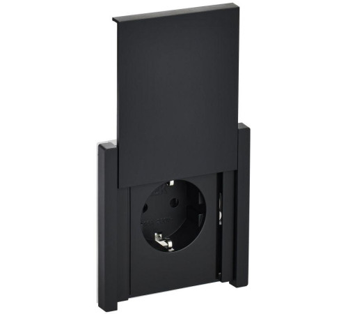 Розетка СП FORTE&PIANO16А IP44 FP119 с заземл. защ. шторки с крышкой безвинт. крепл. черн. IEK FP-R16-16-1-44-K02