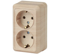 Розетка 2-м ОП Quadro 2-204-11 16А IP20 250В 2х2P+E Schuko сосна Intro Б0053807