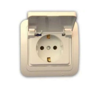 Розетка 1-м СП Mimoza 16А IP20 с крышкой крем./крем. Makel 25029