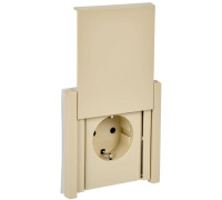 Розетка СП FORTE&PIANO16А IP44 FP419 с заземл. защ. шторки с крышкой безвинт. крепл. ваниль IEK FP-R16-16-1-44-K10
