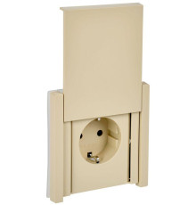 Розетка СП FORTE&PIANO16А IP44 FP419 с заземл. защ. шторки с крышкой безвинт. крепл. ваниль IEK FP-R16-16-1-44-K10
