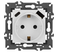 Розетка ЭРА Elegance 14-4108-01 2P+E 16A-250В со шторками с USB type-A+C 5В-3А белый Эра Б0067736