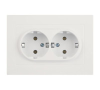 Розетка Accent 6-205-01М 2X2P+E Schuko 16А-250В IP20 СУ AL/CU бел. матов. Intro Б0063487