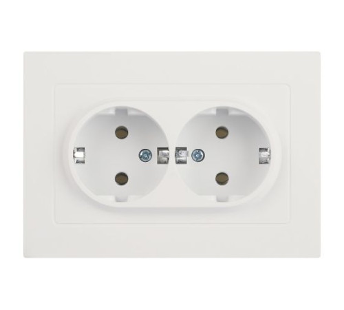 Розетка Accent 6-205-01М 2X2P+E Schuko 16А-250В IP20 СУ AL/CU бел. матов. Intro Б0063487