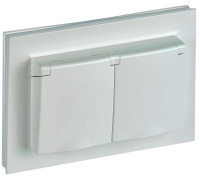 Розетка 2-м СП BRITE РСбш12-3-44-БрЖ 16А в сборе IP44 с крышкой жемчуж. IEK BR-R26-16-44-K36-F