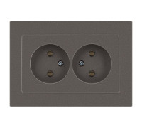 Розетка Accent 6-204-09 2х2P 16А-250В IP20 СУ AL/CU титан Intro Б0063433