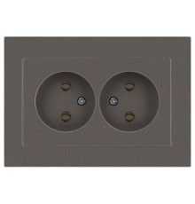 Розетка Accent 6-204-09 2х2P 16А-250В IP20 СУ AL/CU титан Intro Б0063433