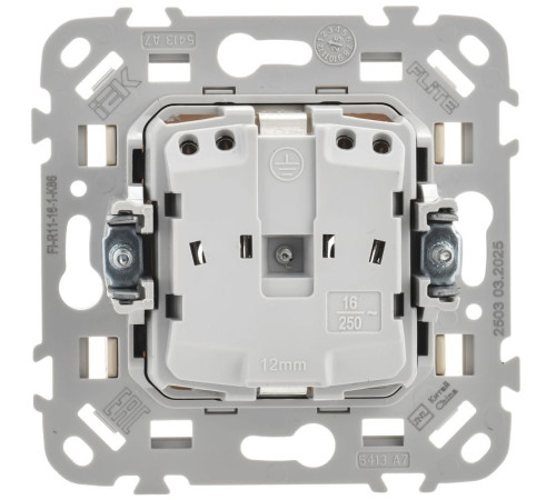 Розетка СП FLITE РС11-1-ФлСл 16А с заземл. без защ. шторок безвинтовое крепление механизм сливочный IEK FI-R11-16-1-K86