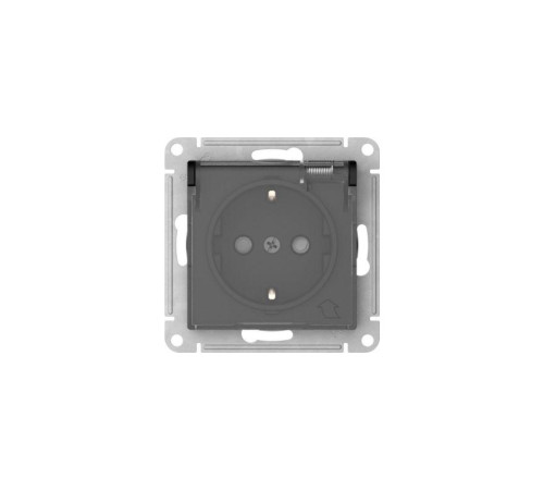 Розетка AtlasDesign Aqua 16А IP44 с заземл. защ. шторки с прозр. крышкой быстрозажим. клем. механизм карбон SE ATN441046S