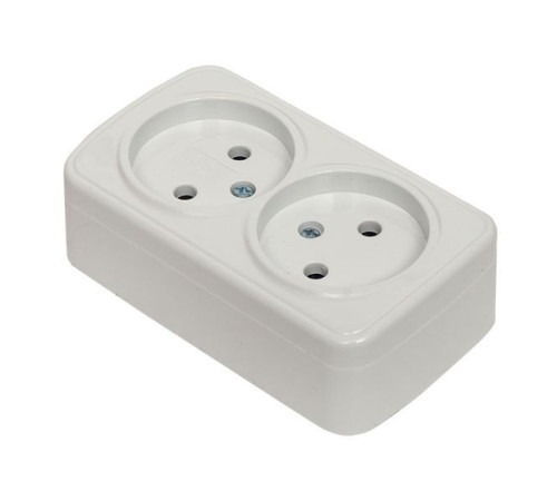 Розетка 2-м ОП Минск 10А IP20 без заземл. бел. Basic EKF EGR10-102-10