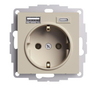 Розетка AtlasDesign 16А с 2-мя заряд. устройствами USB тип A+C 5В/2.4А/3.0А 2х5В/1.5А механизм песочн. SE ATN001232