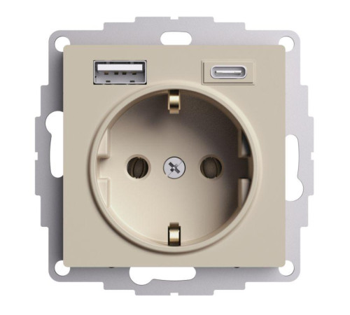 Розетка AtlasDesign 16А с 2-мя заряд. устройствами USB тип A+C 5В/2.4А/3.0А 2х5В/1.5А механизм песочн. SE ATN001232