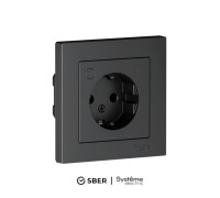 Розетка AtlasDesign Smart 16А L+N с заземл. защ. шторки Zigbee механизм карбон SE ATN001045Z