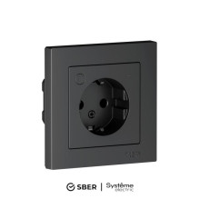 Розетка AtlasDesign Smart 16А L+N с заземл. защ. шторки Zigbee механизм карбон SE ATN001045Z