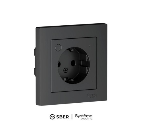 Розетка AtlasDesign Smart 16А L+N с заземл. защ. шторки Zigbee механизм карбон SE ATN001045Z