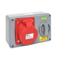 Розетка 1425 3Р+РЕ+N 32А 380В IP44 с блокировкой и выкл. EKF ps-1425-32-380