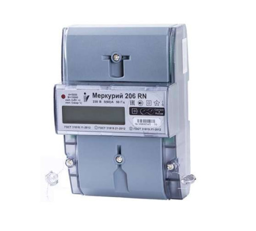 Счетчик Меркурий 206 PRSNO 1ф 5-60А класс точн. 1.0/2.0 многотариф. RS-485 ЖКИ с внешн. питанием с реле юр. лица Екат. вр. Инкотекс М0000051775