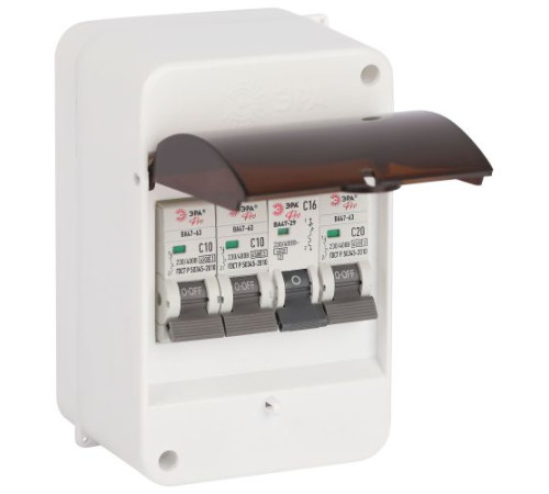 Корпус навесной SIMPLE КМПн 1/4 IP30 пластик.; прозр. крышка; бел. Эра Б0069239