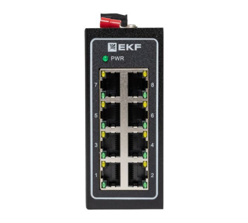 Коммутатор неуправляемый промышленный U-8T 8 портов 10/100Base-T(X) RJ45 монтаж на DIN-рейку TSX EKF TSX-U-8T