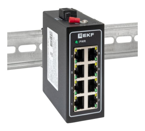 Коммутатор неуправляемый промышленный U-8T 8 портов 10/100Base-T(X) RJ45 монтаж на DIN-рейку TSX EKF TSX-U-8T