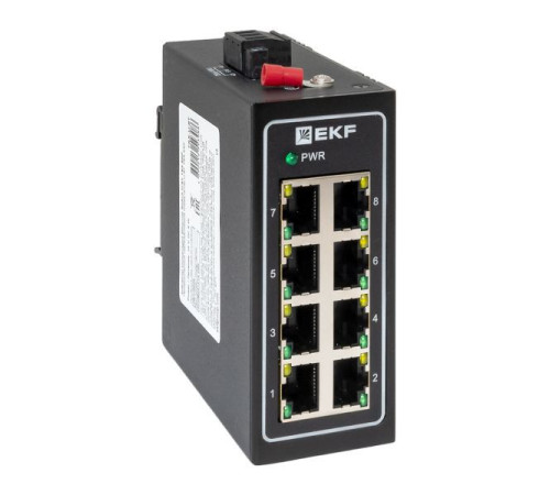 Коммутатор неуправляемый промышленный U-8T 8 портов 10/100Base-T(X) RJ45 монтаж на DIN-рейку TSX EKF TSX-U-8T