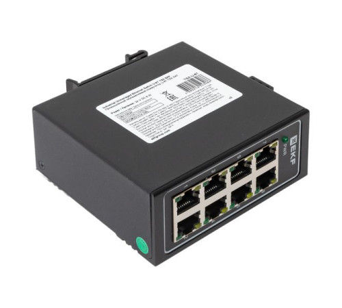 Коммутатор неуправляемый промышленный U-8T 8 портов 10/100Base-T(X) RJ45 монтаж на DIN-рейку TSX EKF TSX-U-8T
