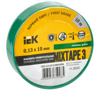 Изолента ПВХ 0.13х15мм (рул.10м) зел. IEK UIZ-13-10-10M-K06