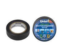 Лента изоляционная 0.135х15мм 10м UIT-135P 10/15/01 BLK черн. Uniel 04510