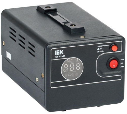 Стабилизатор напряжения 1ф 0.5кВА HUB переносной IEK IVS21-1-D05-13 Стабилизатор напряжения 1ф 0.5кВА HUB переносной IEK IVS21-1-D05-13