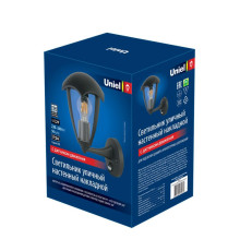 Светильник светодиодный уличный UUL-S81A 60W/E27 SENSOR IP54 BLACK под лампу Е27 с датчиком движения архитектурный накладной корпус черн. Uniel UL-00006813