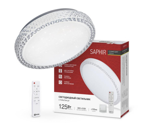 Светильник светодиодный COMFORT SAPHIR 125Вт 3000-6500К 10000лм 230В 500х115мм с пультом ДУ IN HOME 4690612059549