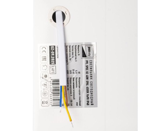 Светильник светодиодный PPL SPEC 02 Opal 40Вт 6500К IP40 3620лм 165-265В 595х595х25 Ra>90 ДВО/ДПО равномерная засветка рассеив. V2 негорюч. панель бел. Pro+ JazzWay 5068933