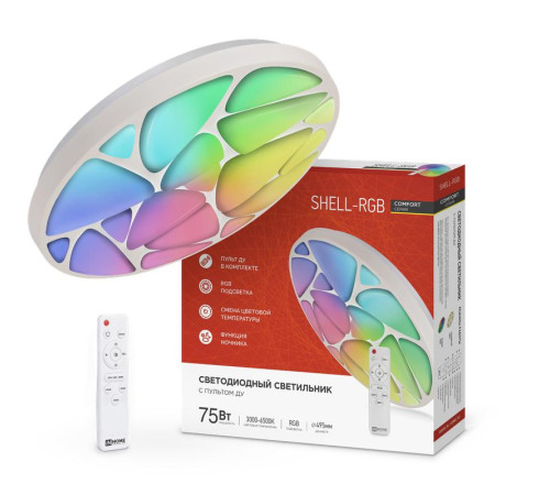 Светильник светодиодный COMFORT SHELL-RGB 75Вт 230В 3000-6500К 6000лм 495х85мм с пультом ДУ IN HOME 4690612044651