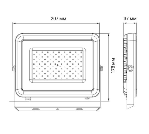 Прожектор светодиодный PFL-S2 30Вт 6500К IP65 220–240В ДО с клапаном закален. матов. стекло сер. Pro JazzWay 2853295D